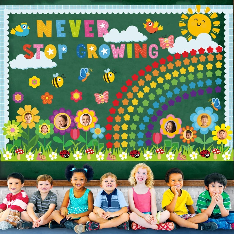 Joffetii Spring Bulletin Board Decorations - 168Pcs Spring Classroom Decorations Spring Cutouts with Grass Bulletin Board Borders for Home Chalkboard Wall Door Decor - Image 5